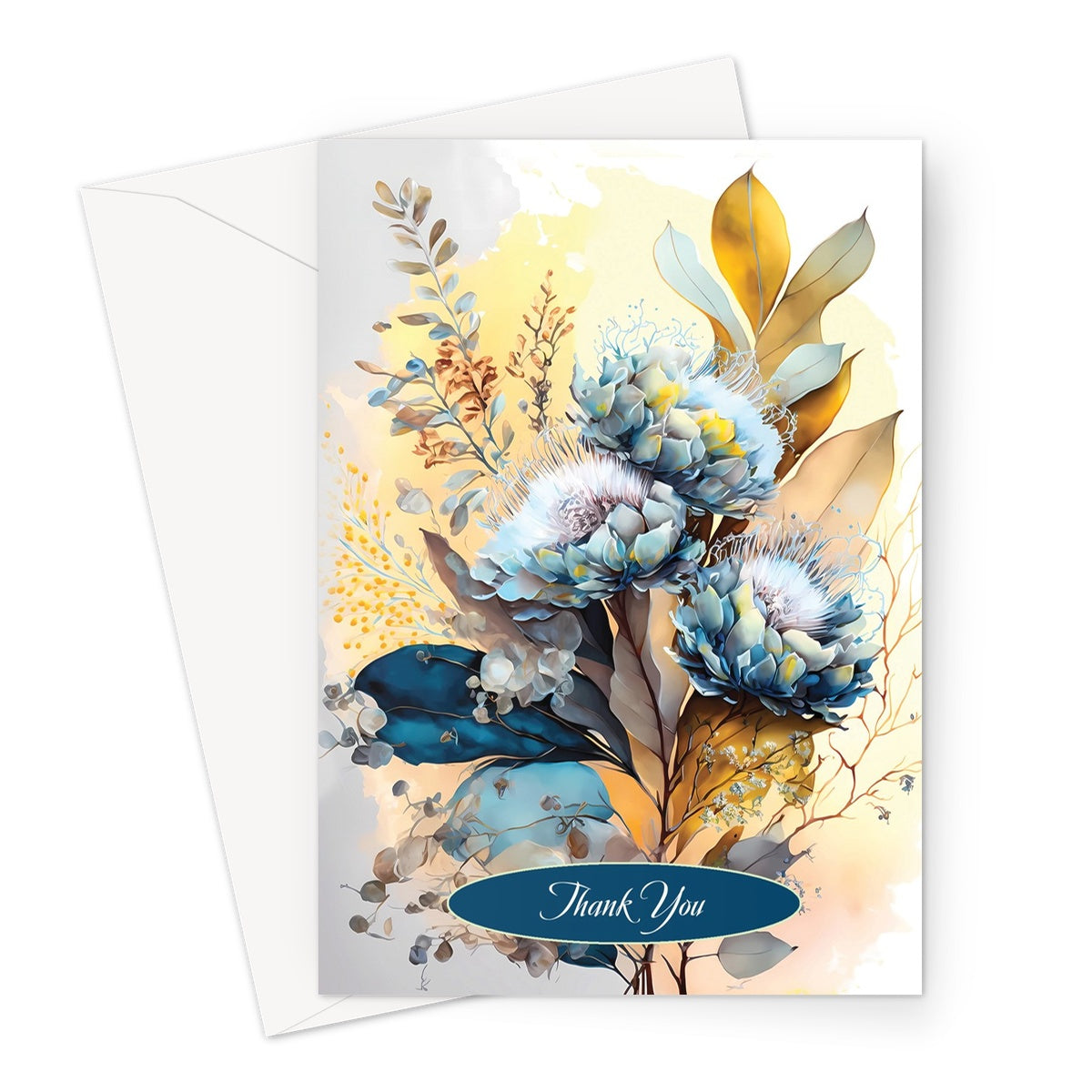 Blue Flowers Thank You Greeting Card