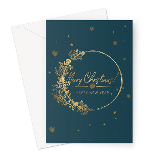 Golden And Merry Xmas Greeting Card