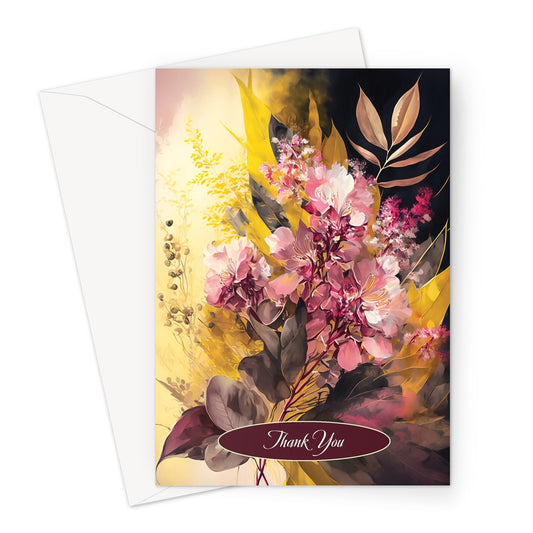 Pink Flowers Thank You Greeting Card