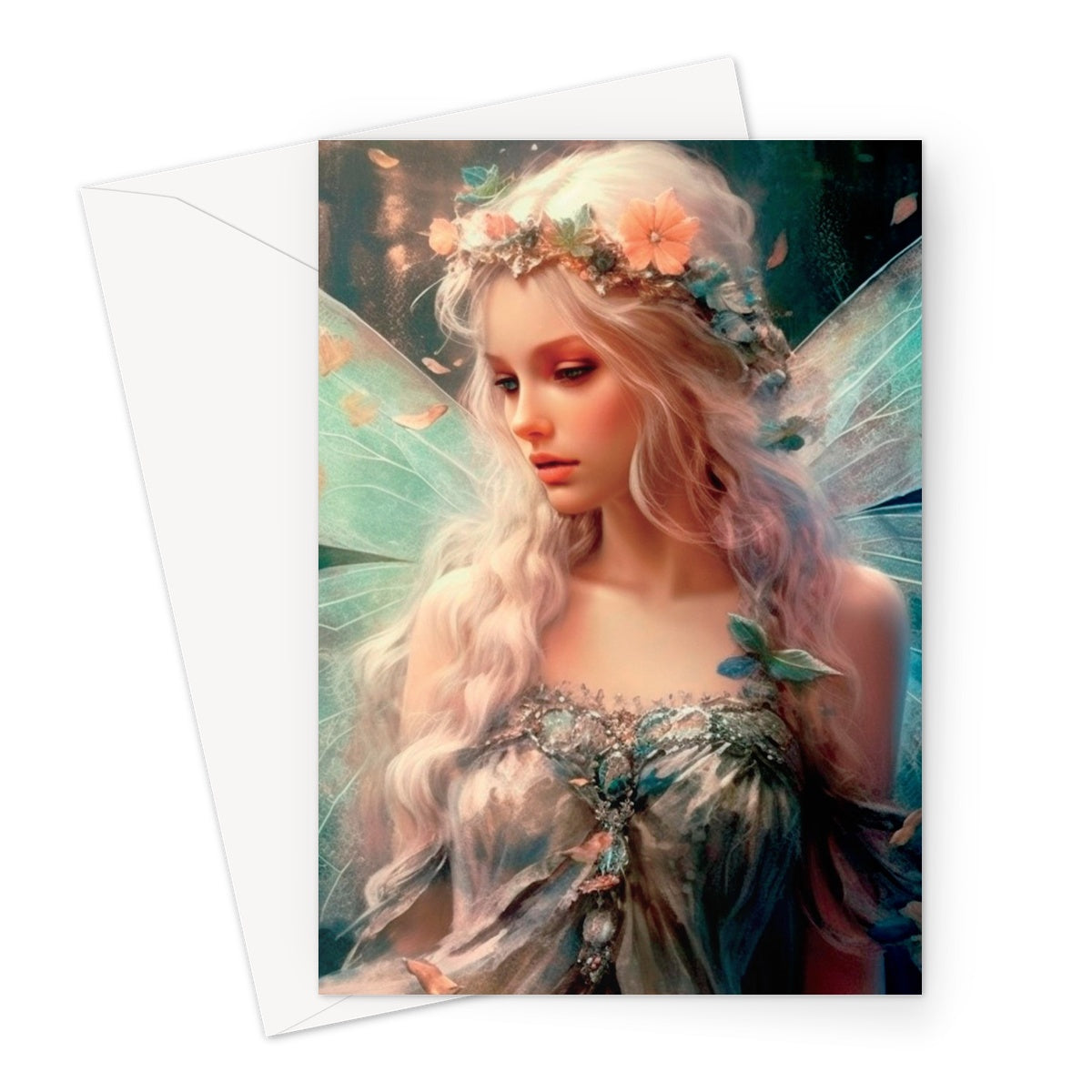 Sky Blue Fairy Wings Greeting Card