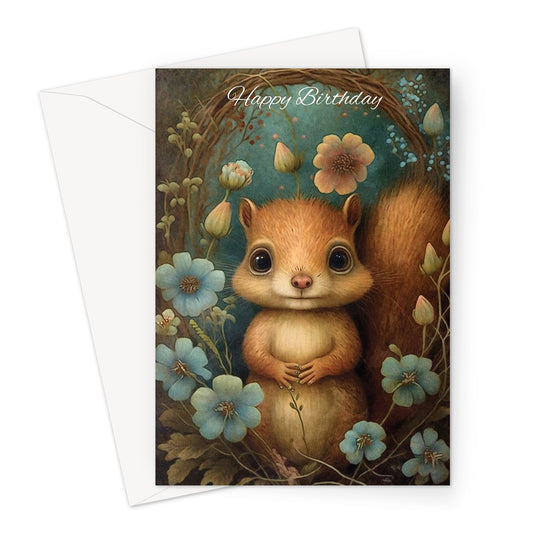Little Red Squirrel Birthday Greeting Card