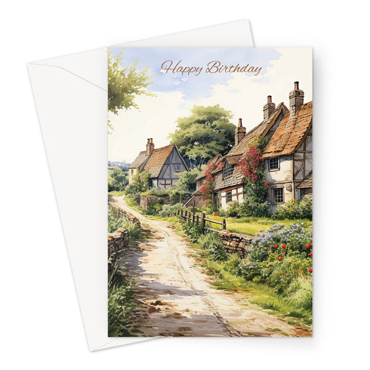 Country Cottage Birthday Greeting Card