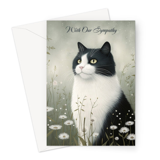 Black And White Cat Sympathy Greeting Card