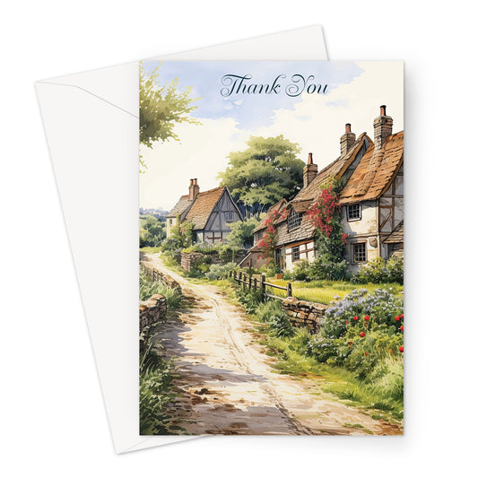 Country Village Thank You Greeting Card