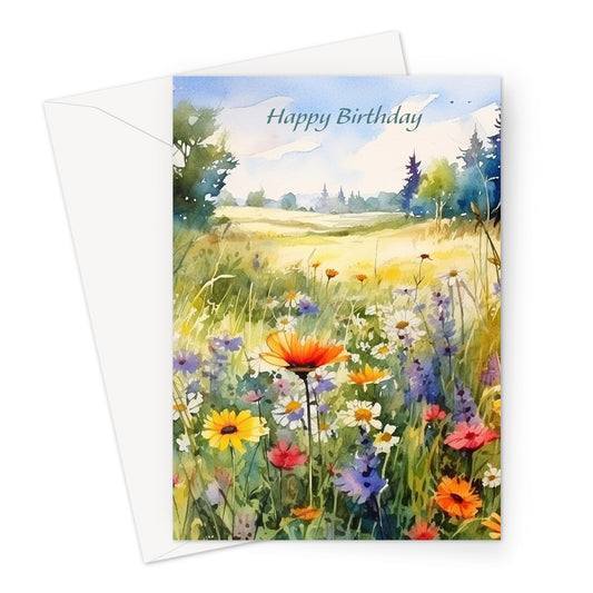 Flower Meadow Birthday Greeting Card