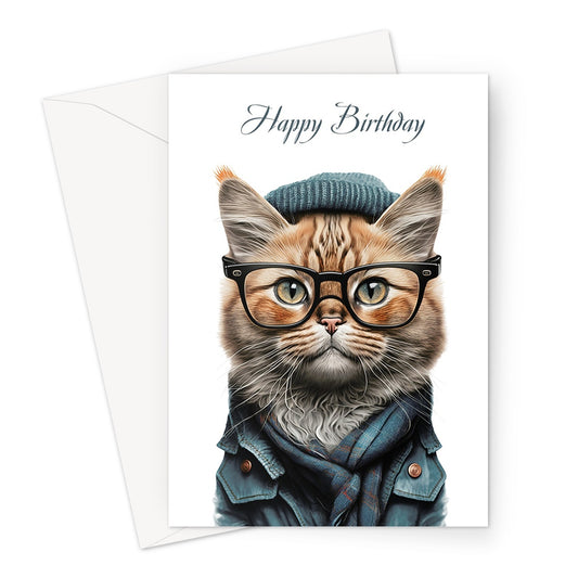 Cool Cat Birthday Greeting Card