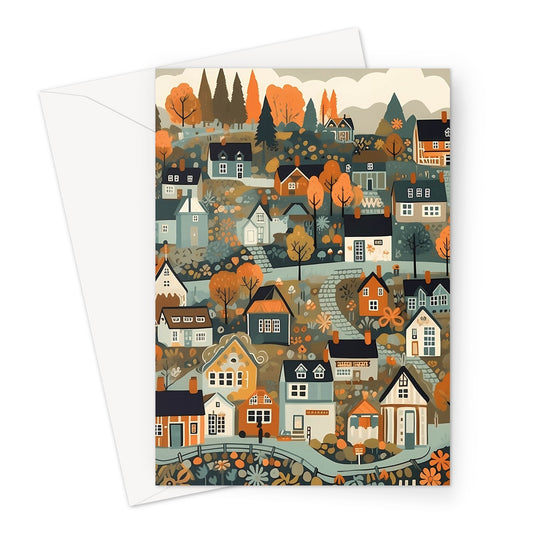 Winter Scandi Village Greeting Card