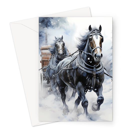 Snow Carriage Horse Greeting Card