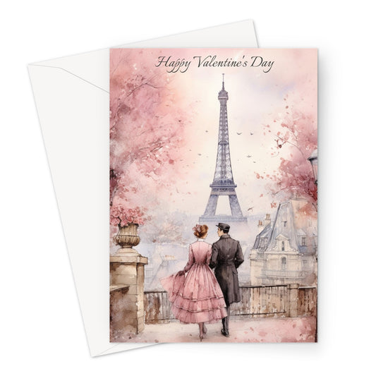 Couple In Paris Valentine Greeting Card