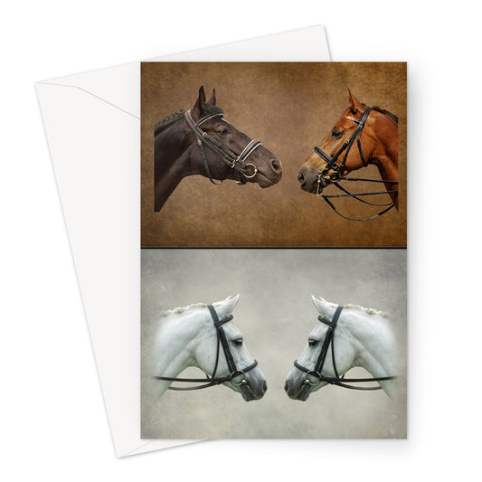 Four Horse Heads Greeting Card