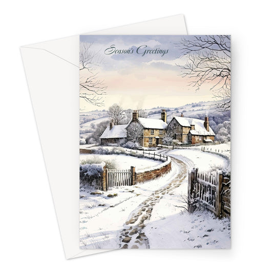 Foot Prints In The Snow Xmas Greeting Card