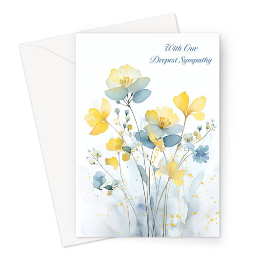 Blue And Yellow Floral Sympathy Greeting Card