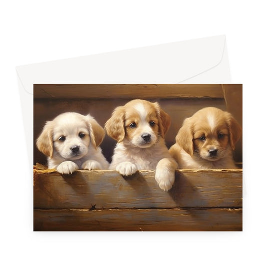 Three Little Puppies Greeting Card