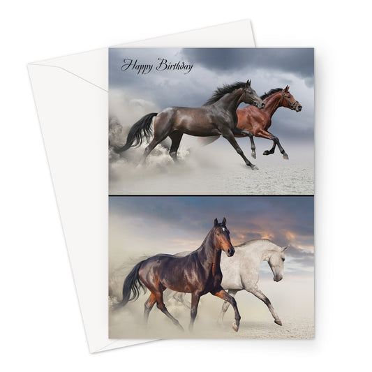 Four Birthday Horses Greeting Card
