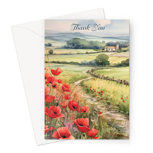 Poppy Field Thank You Greeting Card