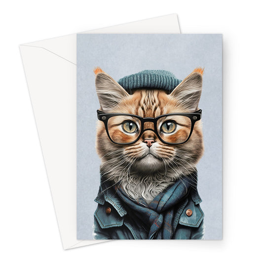 Cool Hipster Cat Greeting Card