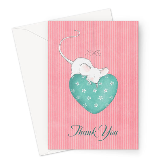 Little Mouse And Heart Thank You Greeting Card