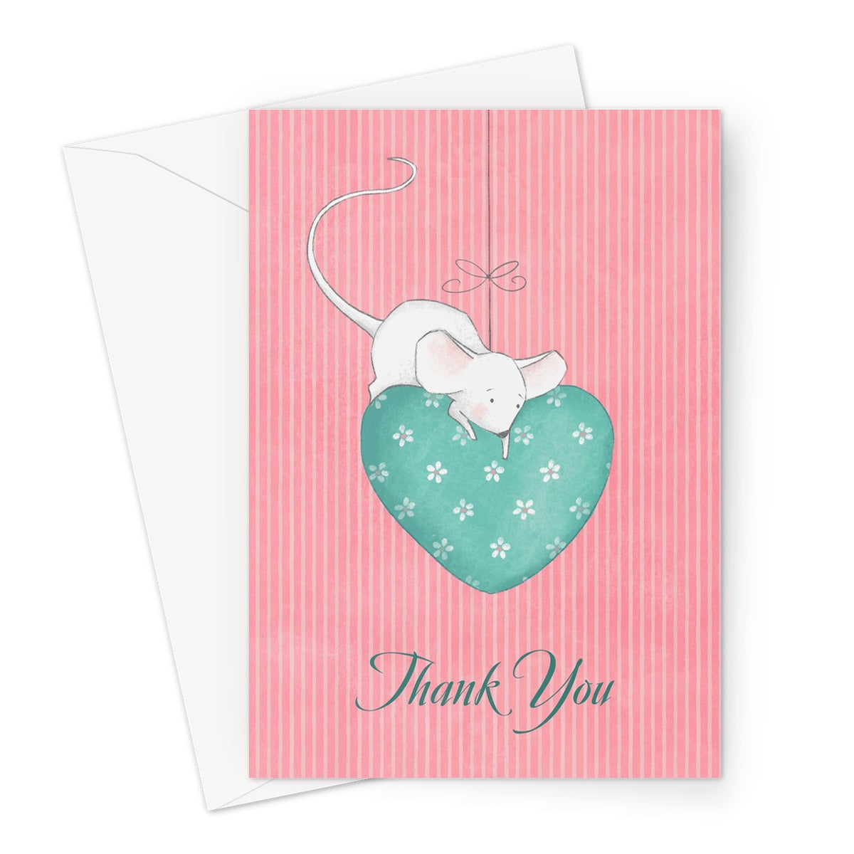 Little Mouse And Heart Thank You Greeting Card