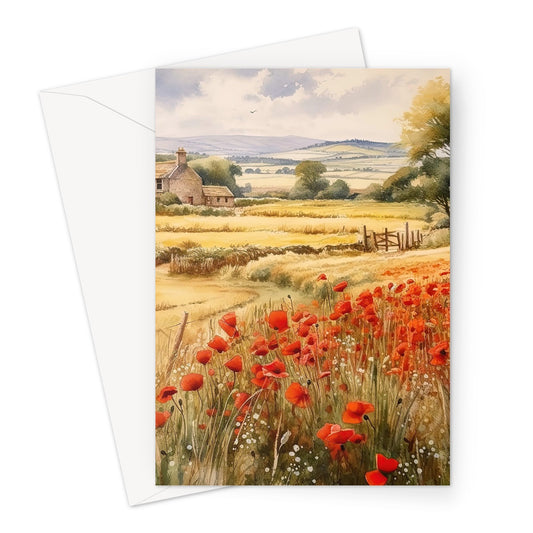 Lanscape With Poppies Greeting Card