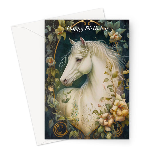 White Horse Birthday Greeting Card