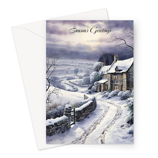 Evening Snow Xmas Greeting Card