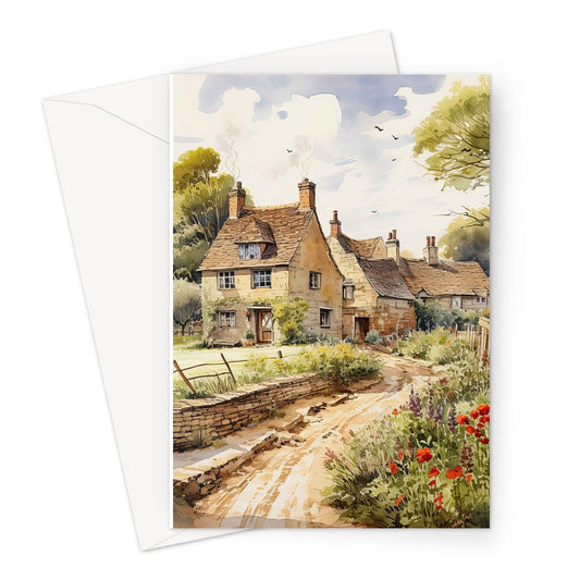 Poppies Country Village Greeting Card