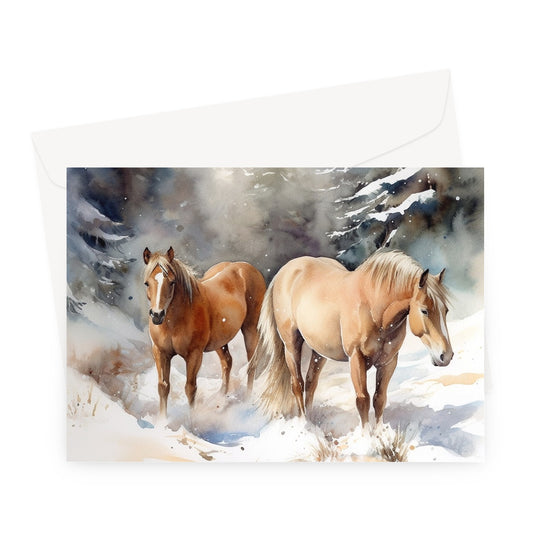 Seasonal Horses Greeting Card