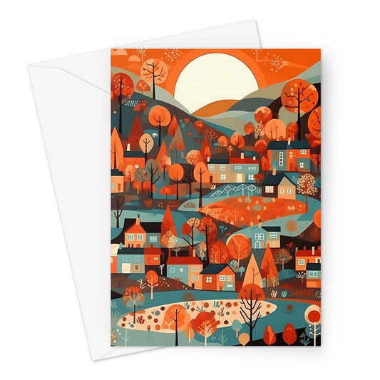 Summer Scandi Village Greeting Card
