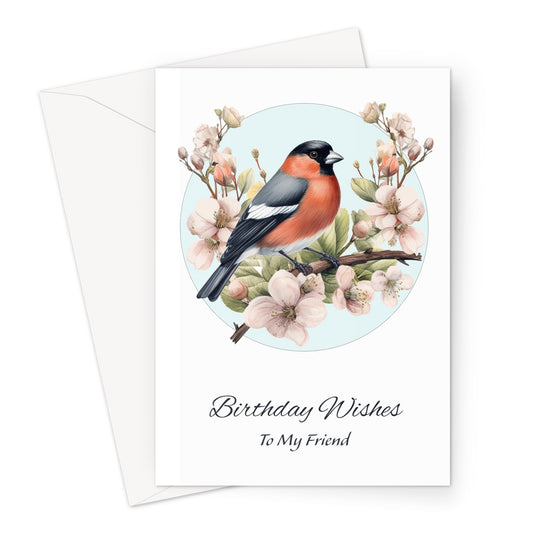 Bullfinch And Blossom Birthday Greeting Card