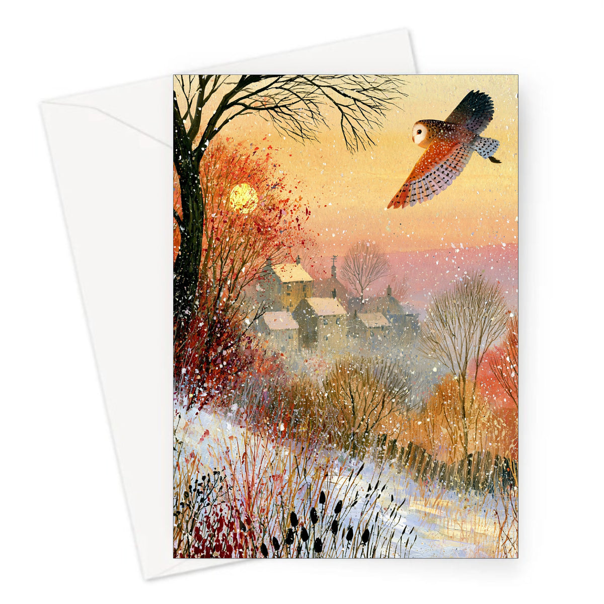 Sunset Owl Christmas Card