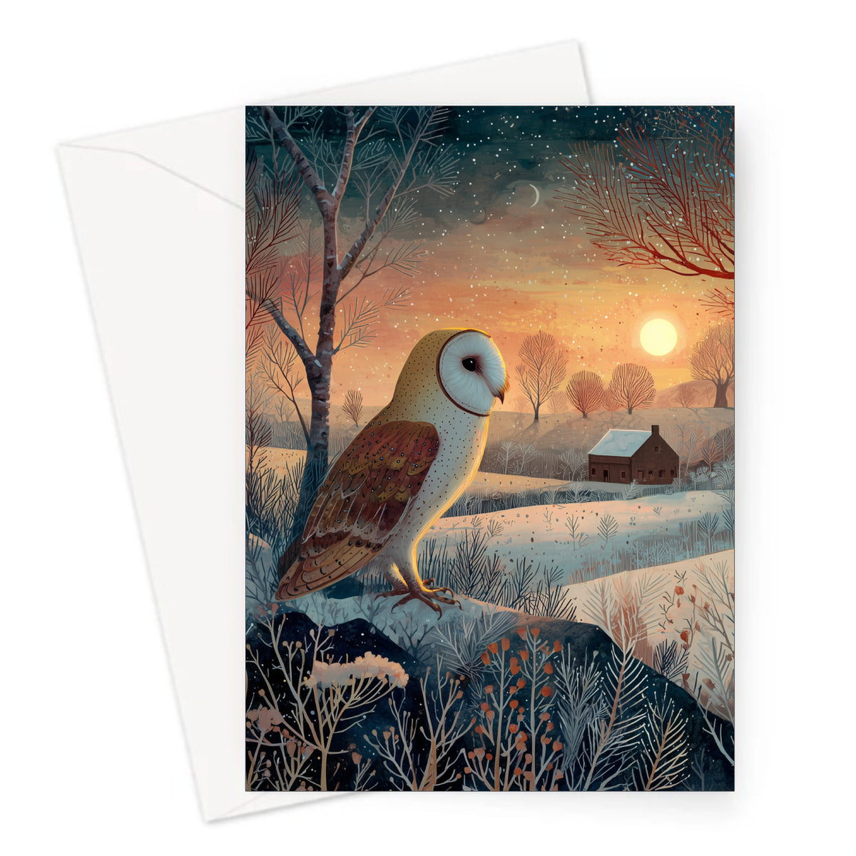 Barn Owl Christmas Card