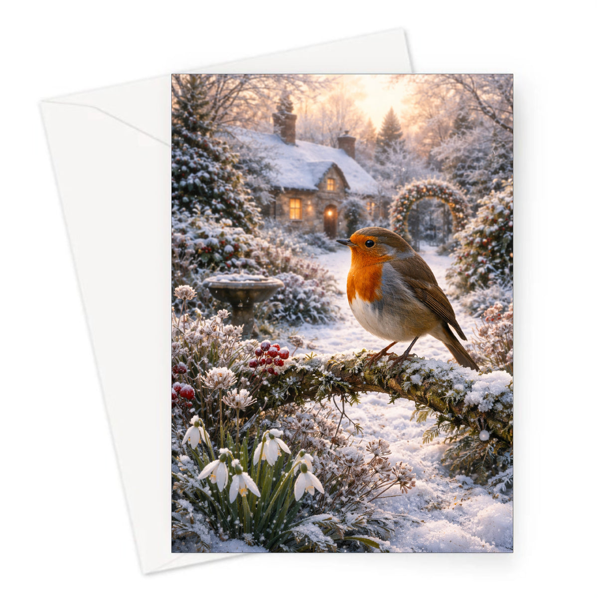 Snowdrop Robin Christmas Card