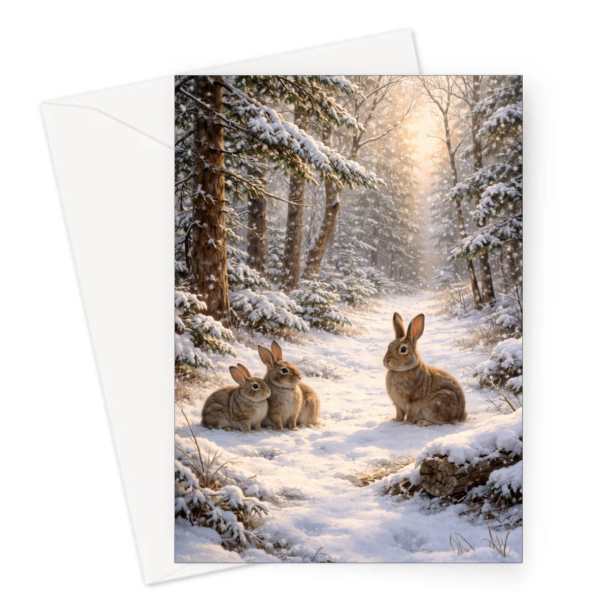 Snow Bunnies Christmas Card
