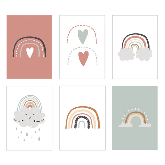 Set Of 6 Fun Rainbow Art Prints