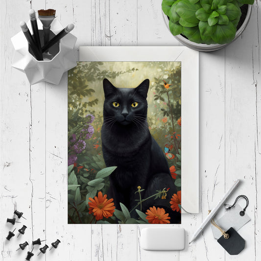 Personalised Black Cat Birthday Card