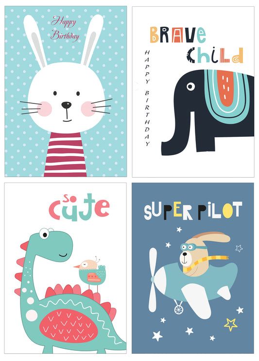 Four Large A5 Cards - Pack 406