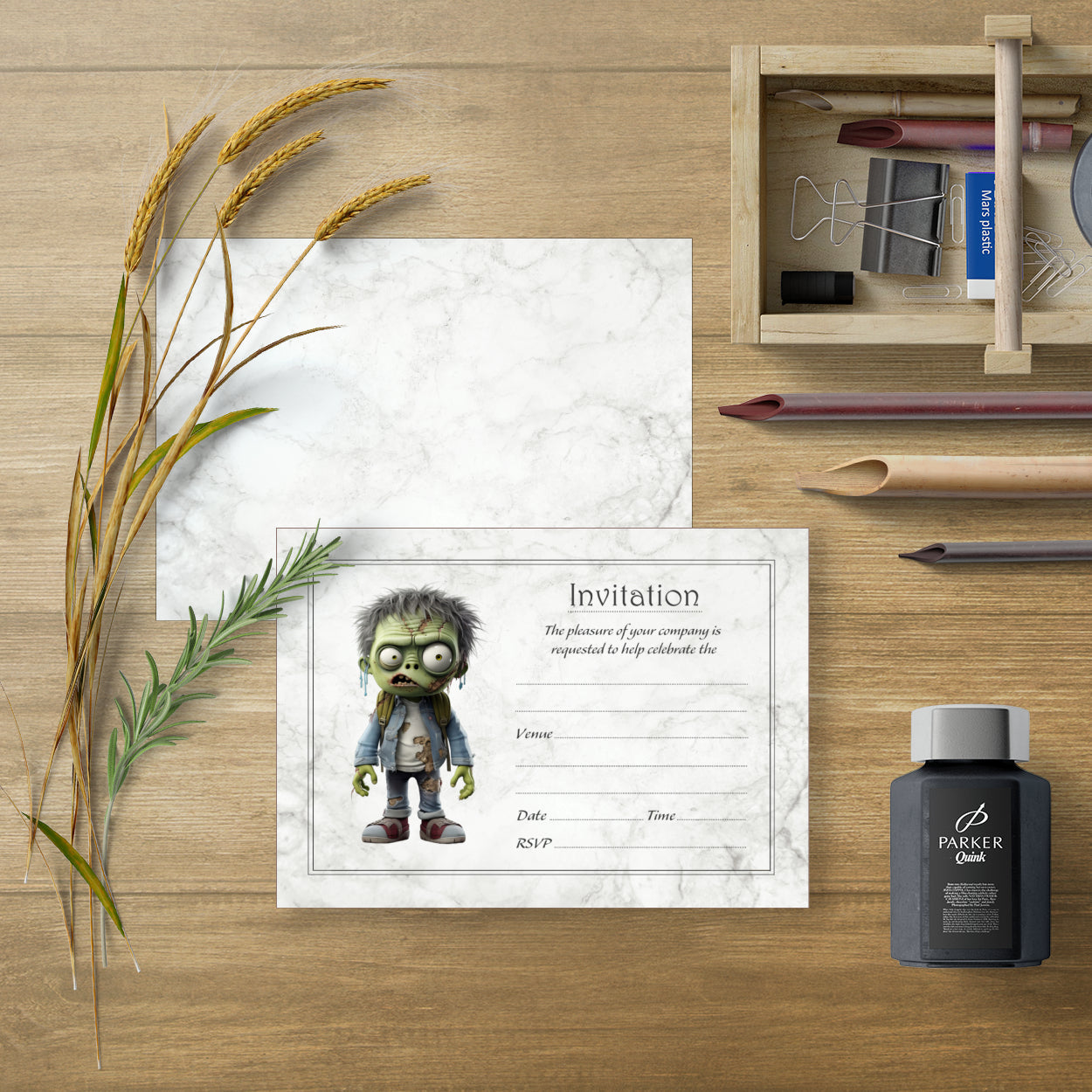 Zombie Boy Birthday Party Invitations - Pack of 10