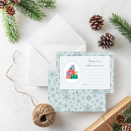 Fun Presents Christmas Thank You Note Cards With White Envelopes - Pack of 20