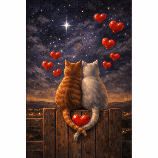 Romantic Cats Set, Digital Art