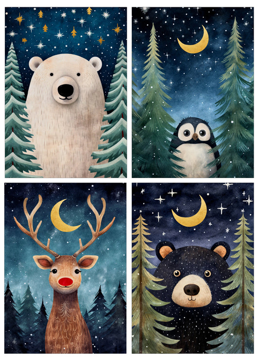Four Large A5 Xmas Cards - Pack 417