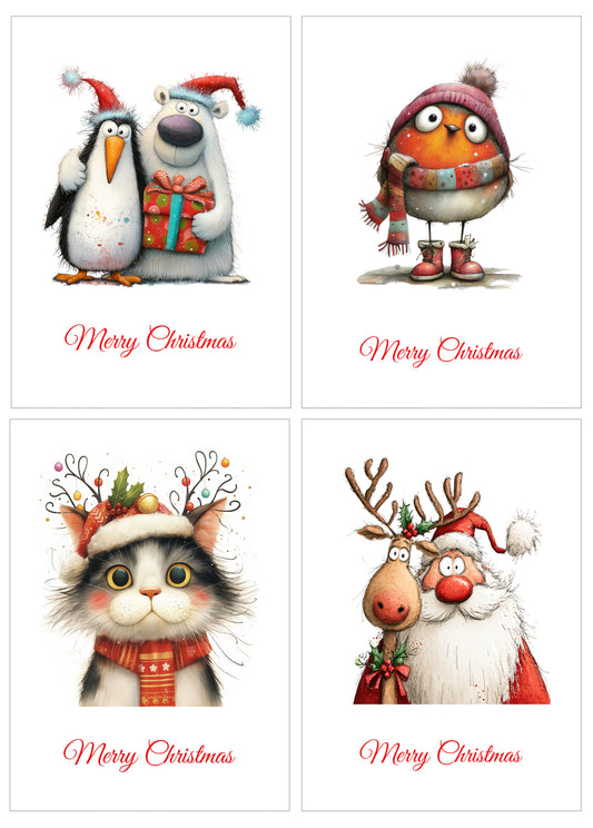 Four Large A5 Xmas Cards - Pack 416