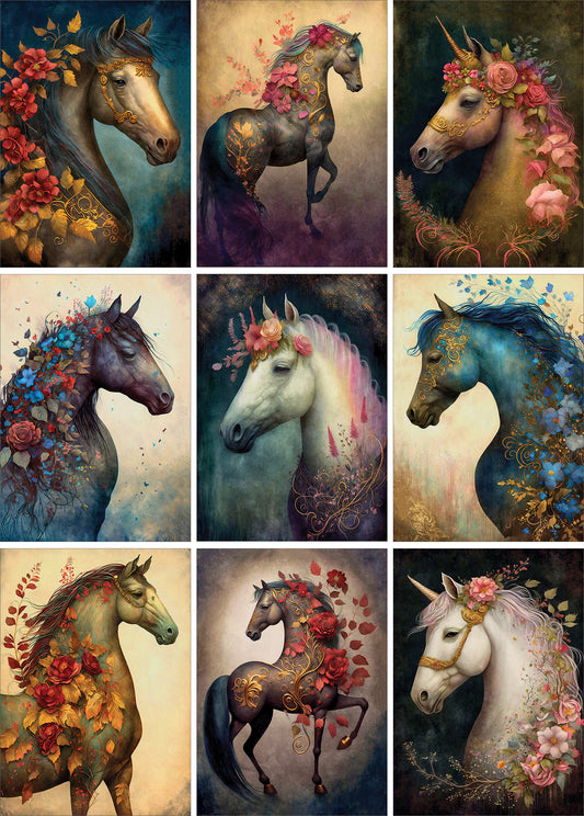 Nine Beautiful Horse Greeting Cards - Pack A18