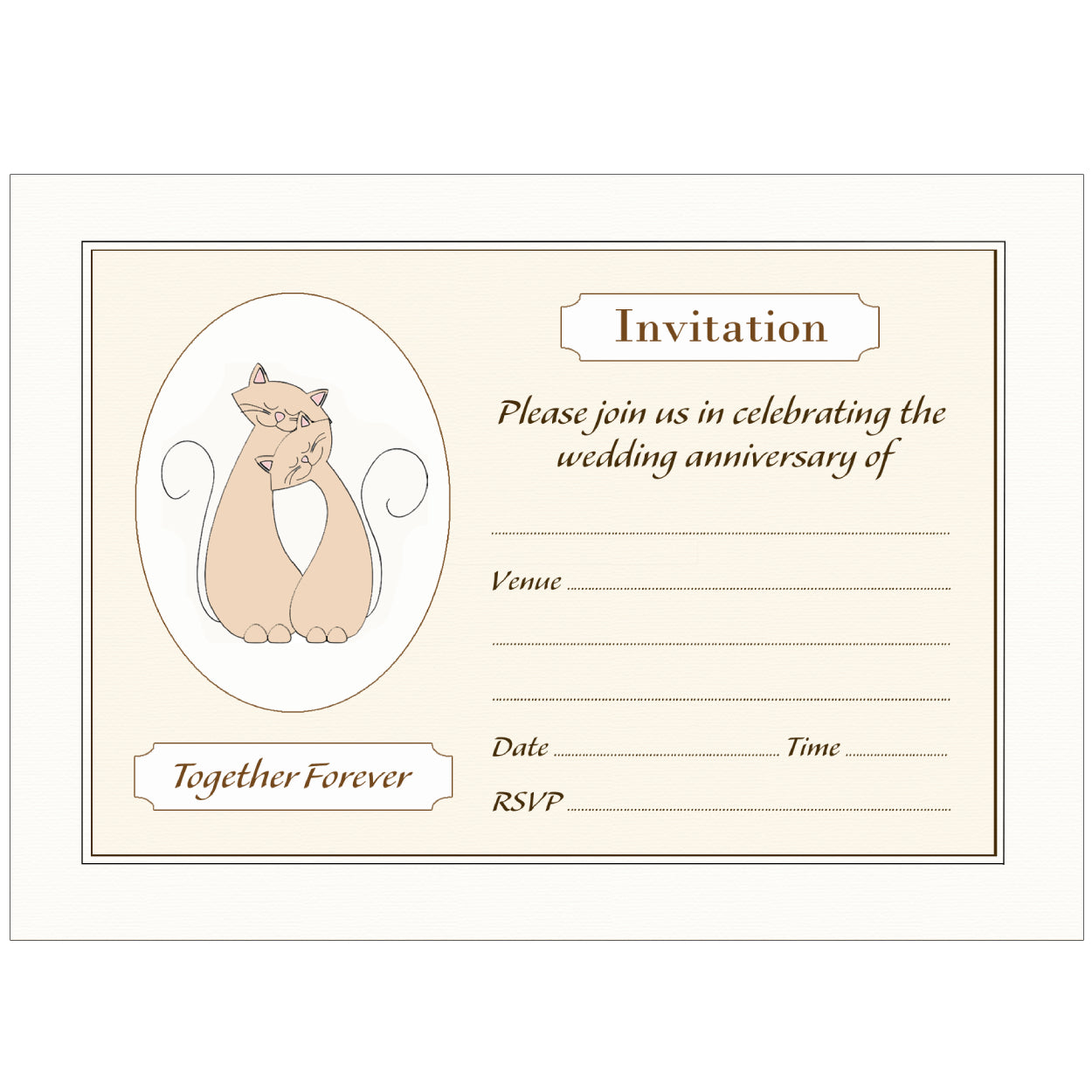 Cats Anniversary Invitations - Pack of 10