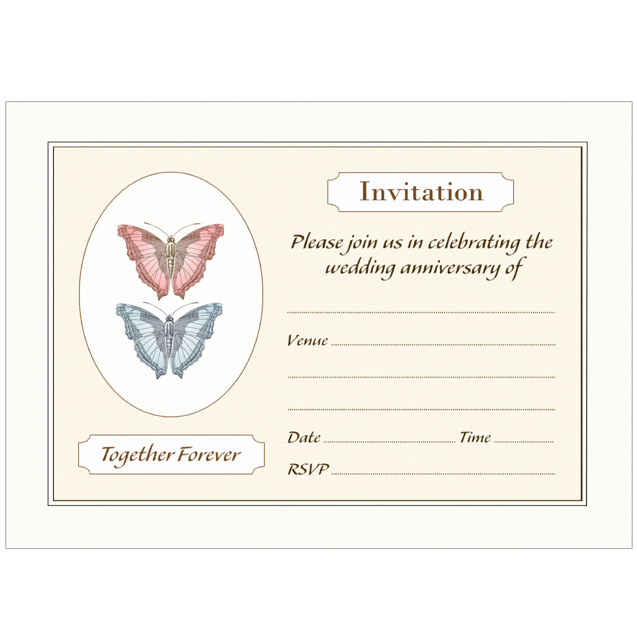 Butterflies Anniversary Invitations - Pack of 10