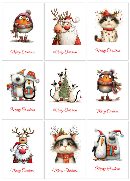 Pack Of 9 Sweet Xmas Cards