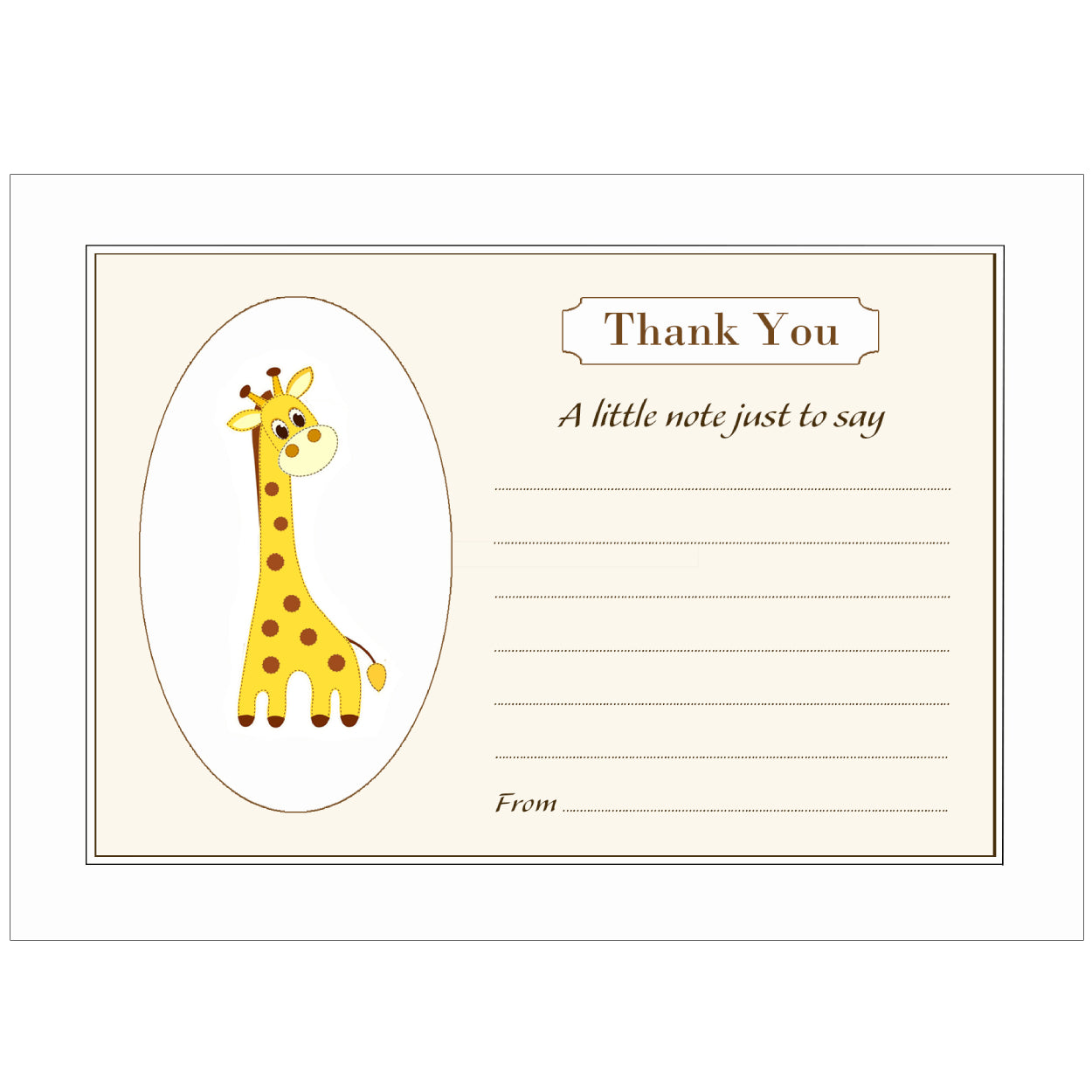 Giraffe Baby Thank You Cards - Pack of 10