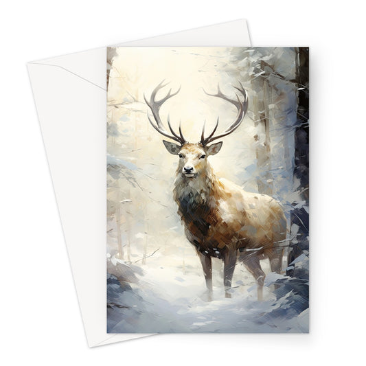 Winter Forest Stag Xmas Greeting Card