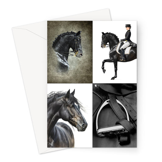 Four Black Horses Greeting Card