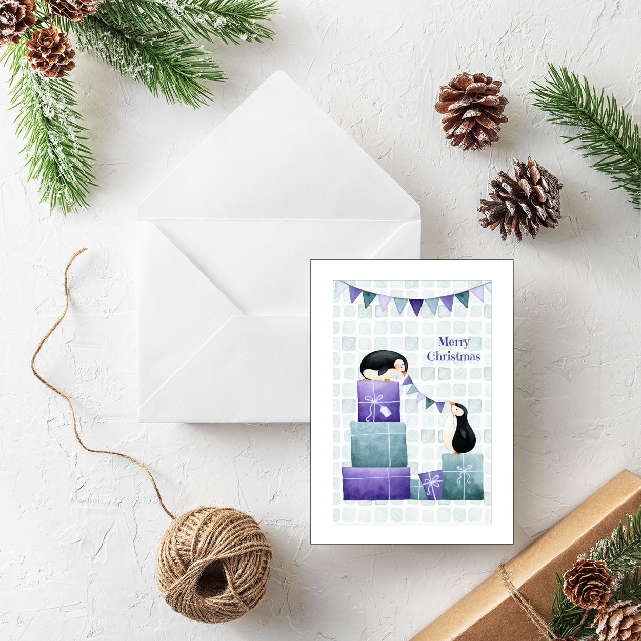 Merry Penguins - Pack of 20 Personalised