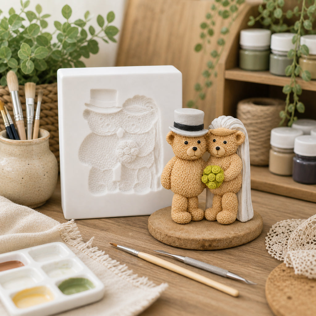 Bride And Groom Bears Silicone Mould - Food Safe